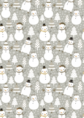 Kerstpapier Snowman Dance Grey 30cm x 200meter