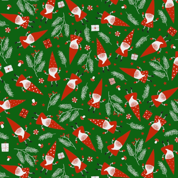 Kerstpapier Santa's Friend Green 70cm x 200meter