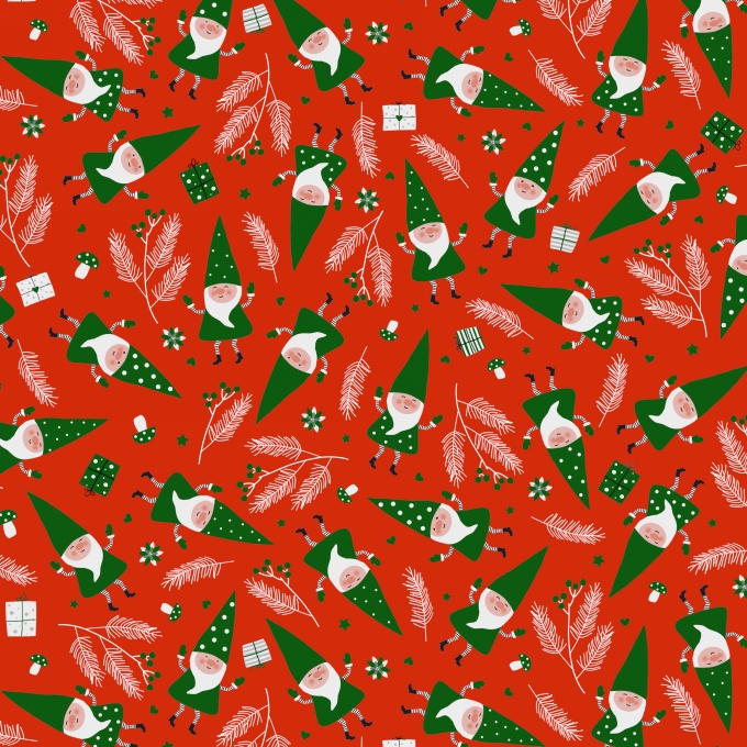 Kerstpapier Santa's Friend Red 30cm x 200meter