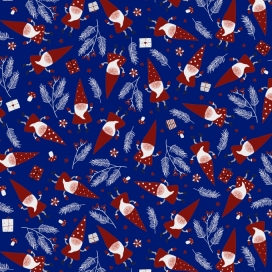 Kerstpapier Santa's Friend Midnight Blue 30cm x 200meter