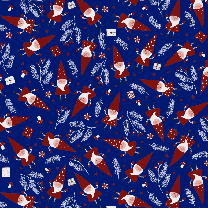 Kerstpapier Santa's Friend Midnight Blue 40cm x 200meter