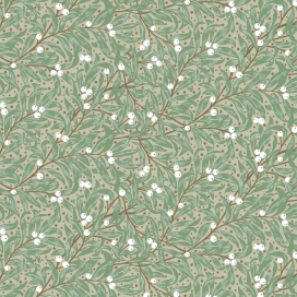 Kerstpapier Berries and Leaves Creme 60cm x 200meter