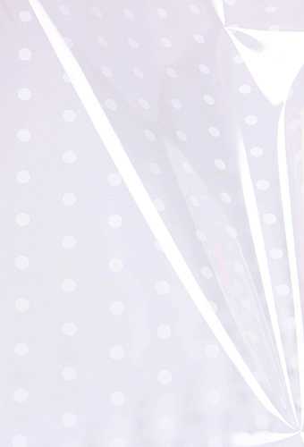 Cadeaufolie Transparant Witte Dots 70cm x 50meter 35my