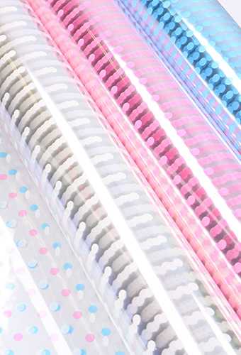 Cadeaufolie Transparant Witte Dots 70cm x 50meter 35my