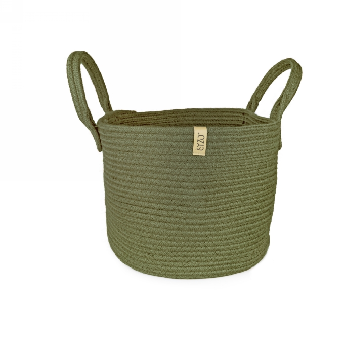 Cadeaumand Sizo Jute Storage Olive 32x26cm 8stuks