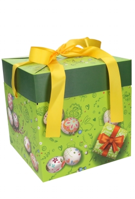 Geschenkdoos Regalo Happy Easter Bunny & Geel Lint 20x20x20cm 25stuks