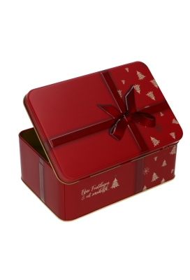 Blikken Kerst Fijne Feestdagen Rood 19.2x12.7x7.5cm 12stuks