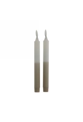 JENS Living LED Dinerkaars Ribbel Wit & Taupe  & 2 1stuks