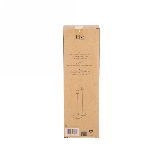 Jens Living Kandelaar Finn Zwart set van 2stuks 8x8x30cm 1stuks