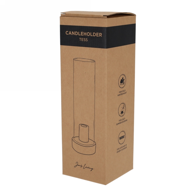 Jens Living Kandelaar Tess Grijs 9x9x28.5cm 1stuks