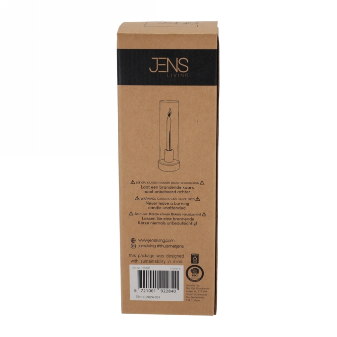Jens Living Kandelaar Tess Grijs 9x9x28.5cm 1stuks Jens Living Kandelaar Tess Grijs 9x9x28.5cm 1stuks