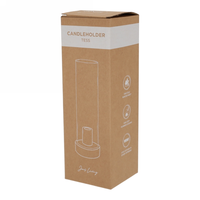 Jens Living Kandelaar Tess Wit 9x9x28.5cm 1stuks Jens Living Kandelaar Tess Wit 9x9x28.5cm 1stuks