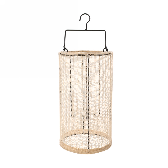 Jens Living Geweven Lantaarn Indy Large Zand 18x18x33cm 1stuks Jens Living Geweven Lantaarn Indy Large Zand 18x18x33cm 1stuks
