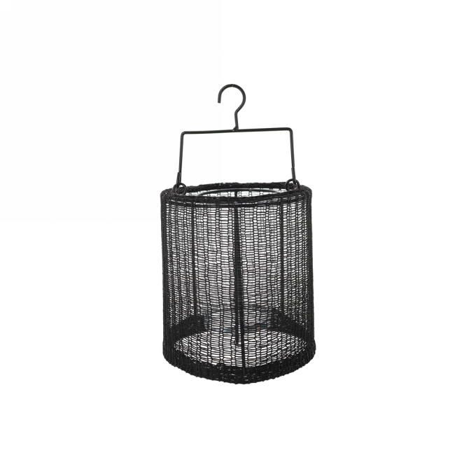 Jens Living Geweven Lantaarn Indy Small Zwart 18x18x21cm 1stuks