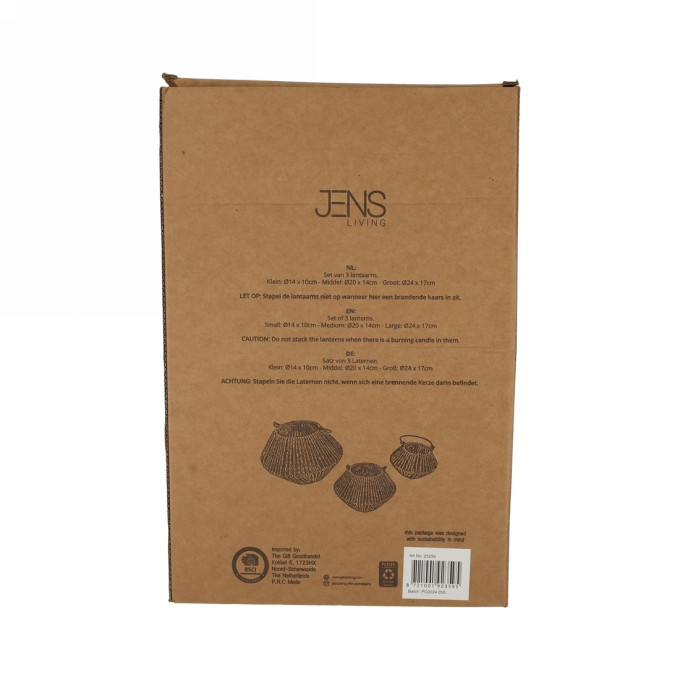 JENS Living Lantaarns Lex Grijs  & 3 1stuks