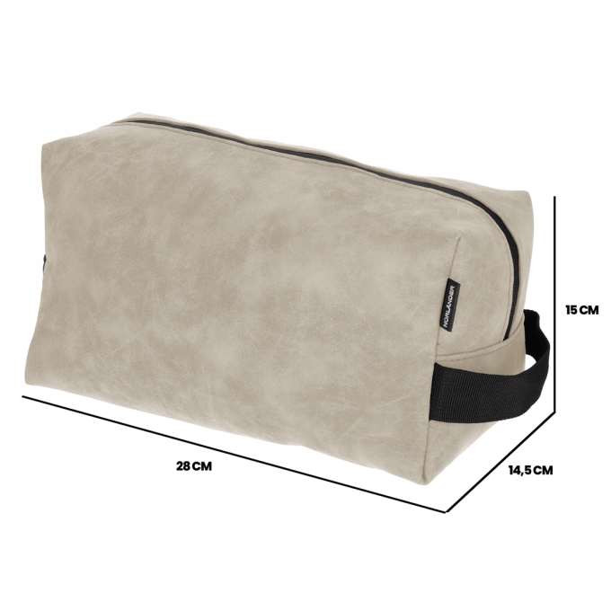 Norlander Nubuck Toilettas Taupe 28x14.5x15cm 1stuks Norlander Nubuck Toilettas Taupe 28x14.5x15cm 1stuks