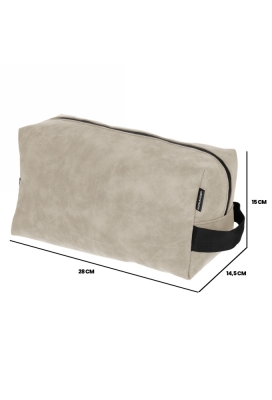 Norlander Nubuck Toilettas Taupe 28x14.5x15cm 1stuks Norlander Nubuck Toilettas Taupe 28x14.5x15cm 1stuks