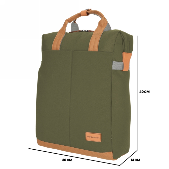 Norlander Shopper Rugtas Austin Groen 30x14x40cm 1stuks