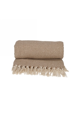 Jens Living Recycled Cotton Plaid Visgraat Beige 130x180x0.3cm 1stuks Jens Living Recycled Cotton Plaid Visgraat Beige 130x180x0.3cm 1stuks