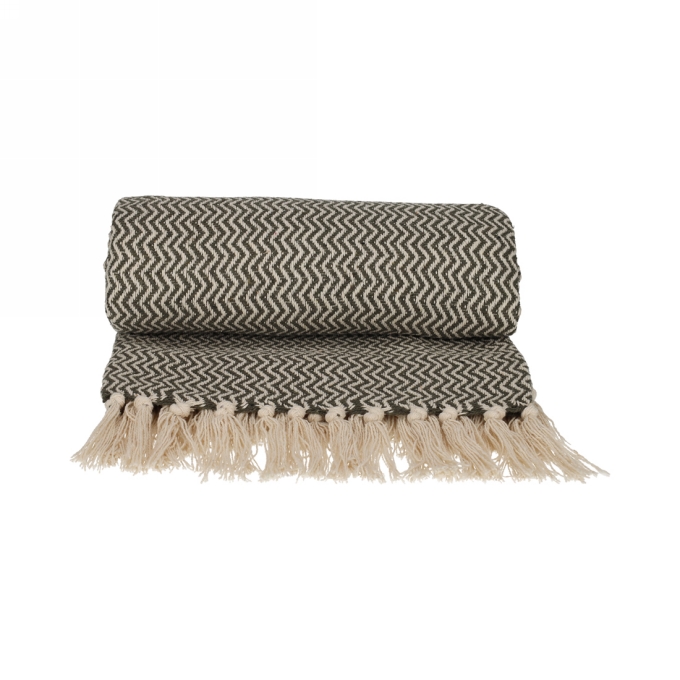 Jens Living Recycled Cotton Plaid Visgraat Groen 130x180x0.3cm 1stuks Jens Living Recycled Cotton Plaid Visgraat Groen 130x180x0.3cm 1stuks