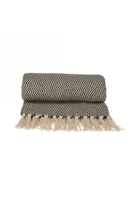 Jens Living Recycled Cotton Plaid Visgraat Groen 130x180x0.3cm 1stuks Jens Living Recycled Cotton Plaid Visgraat Groen 130x180x0.3cm 1stuks