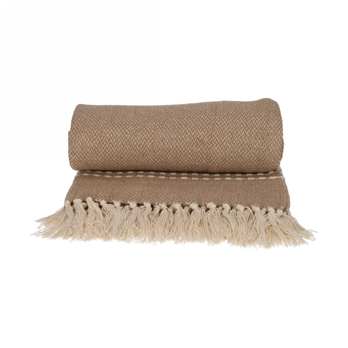 Jens Living Recycled Cotton Plaid Juul Beige 130x180x0.3cm 1stuks