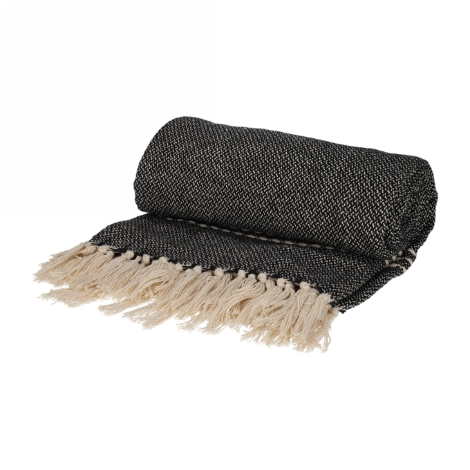 Jens Living Recycled Cotton Plaid Juul Zwart 130x180x0.3cm 1stuks