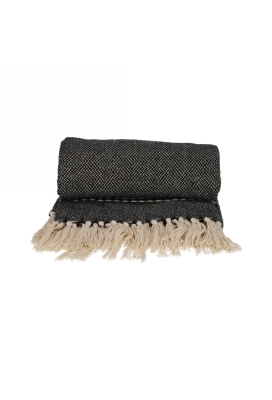Jens Living Recycled Cotton Plaid Juul Zwart 130x180x0.3cm 1stuks