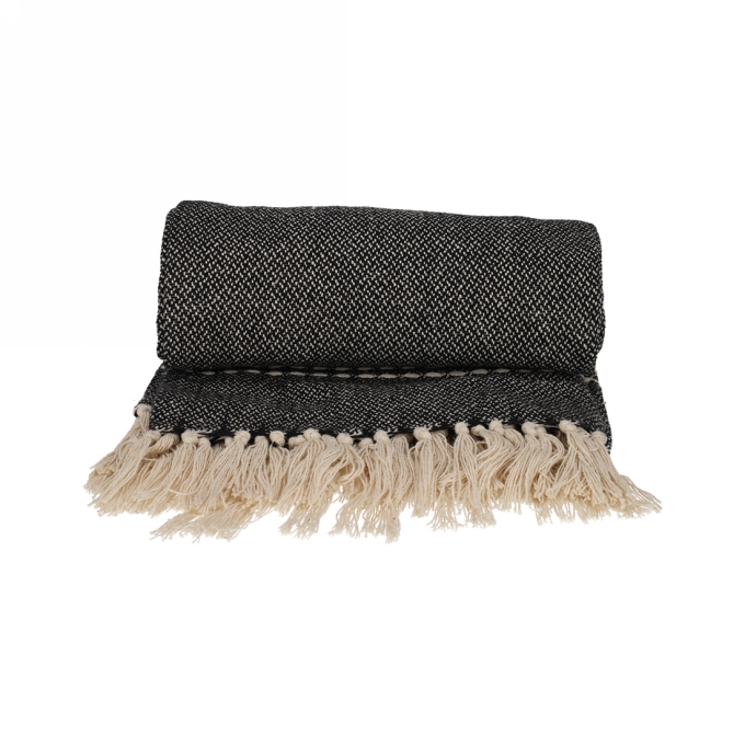 Jens Living Recycled Cotton Plaid Juul Zwart 130x180x0.3cm 1stuks