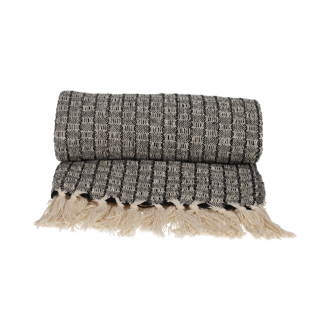 JENS Living Recycled Cotton Plaid Senn Zwart 1stuks