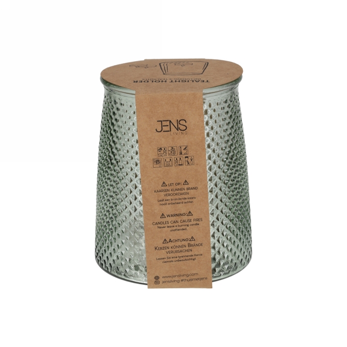 Jens Living Theelichthouder &  Theelichten Groen 12.8x12.8x16.2cm 1st