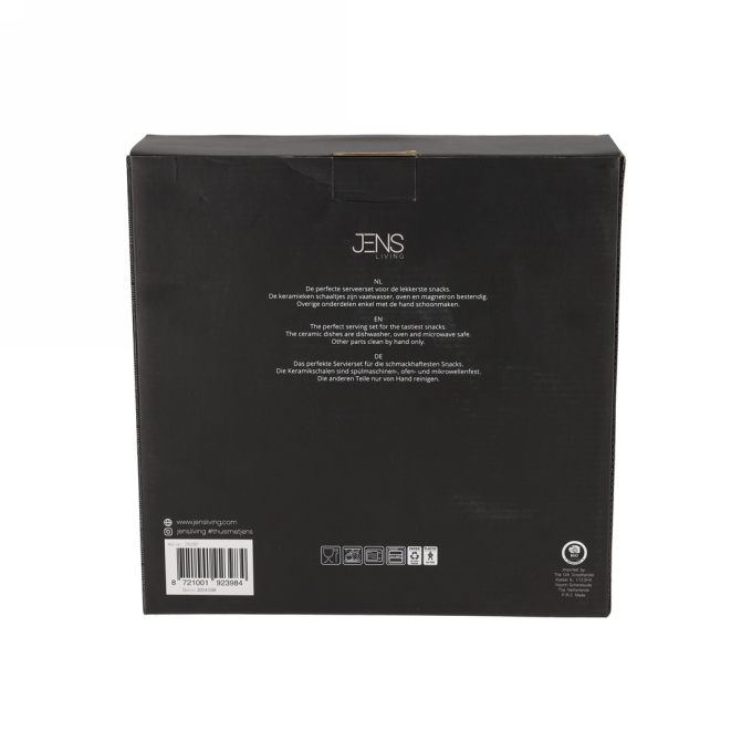 Jens Living Bits & Bites Bo Groot Zwart 22.5x22.5x12cm 1stuks Jens Living Bits & Bites Bo Groot Zwart 22.5x22.5x12cm 1stuks