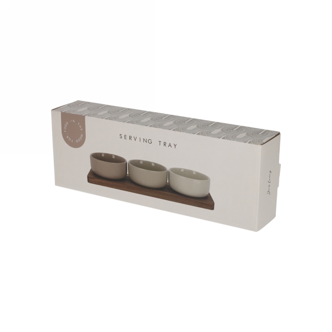 Jens Living Serveerplank Met Schaaltjes Beige 32x11x5.5cm 1stuks