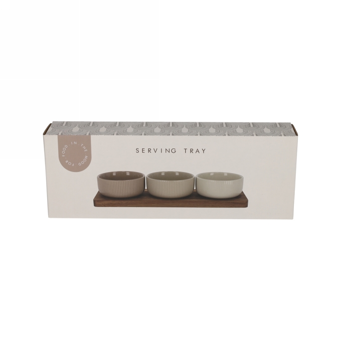 Jens Living Serveerplank Met Schaaltjes Beige 32x11x5.5cm 1stuks