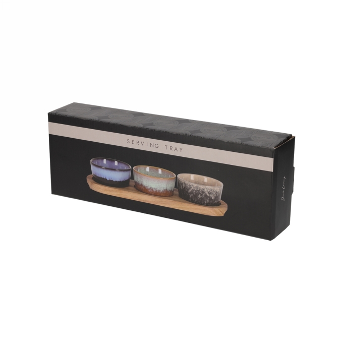 Jens Living Serveerplank Met Schaaltjes Reactief Glazuur 29x10x5cm 1st Jens Living Serveerplank Met Schaaltjes Reactief Glazuur 29x10x5cm 1st