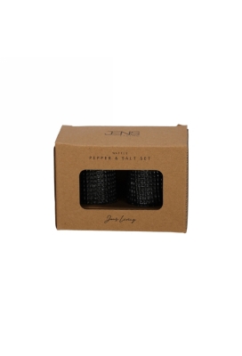 Jens Living Wafel Peper & Zout Set Zwart 9.5x5x7.5cm 1stuks Jens Living Wafel Peper & Zout Set Zwart 9.5x5x7.5cm 1stuks