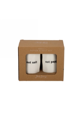 Jens Living Text Salt & Pepper Set 5x5x9cm 1stuks Jens Living Text Salt & Pepper Set 5x5x9cm 1stuks
