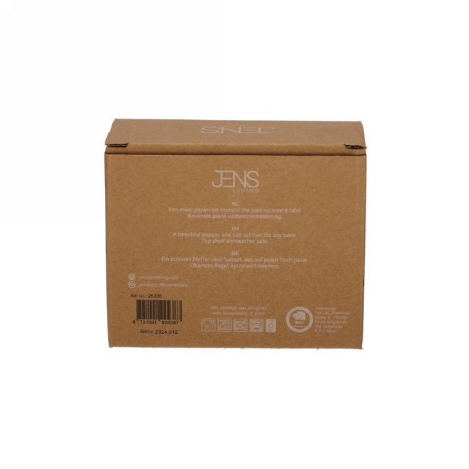 Jens Living Text Salt & Pepper Set 5x5x9cm 1stuks Jens Living Text Salt & Pepper Set 5x5x9cm 1stuks