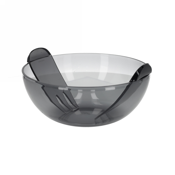 Jens Living Acryl Saladeschaal Met Bestek Smoke 27.4x27.4x11cm 1stuks