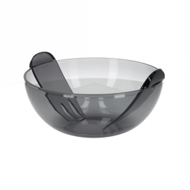 Jens Living Acryl Saladeschaal Met Bestek Smoke 27.4x27.4x11cm 1stuks Jens Living Acryl Saladeschaal Met Bestek Smoke 27.4x27.4x11cm 1stuks