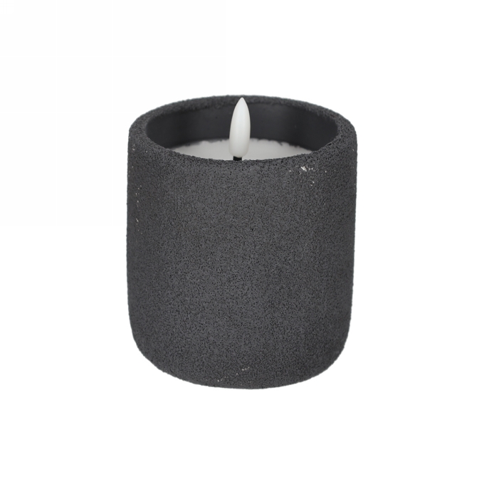 Jens Living Frosted Led Kaars Antraciet 9x9x10.5cm 1stuks