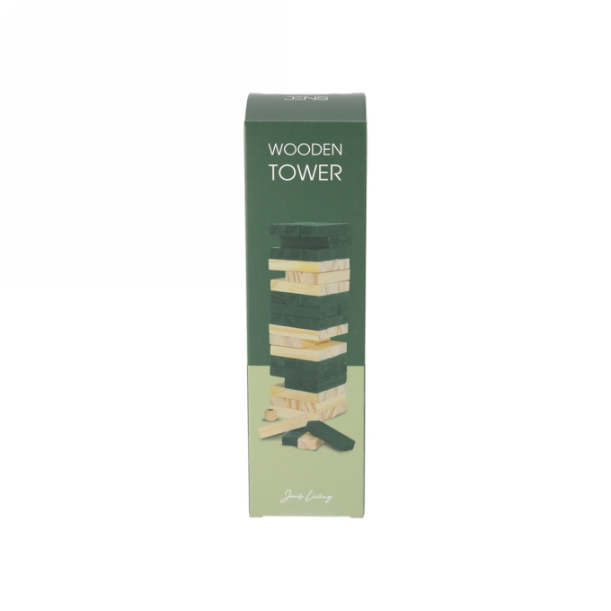 Jens Living Houten Toren Spel Groen 5.5x5.5x19cm 1stuks Jens Living Houten Toren Spel Groen 5.5x5.5x19cm 1stuks