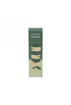 Jens Living Houten Toren Spel Groen 5.5x5.5x19cm 1stuks Jens Living Houten Toren Spel Groen 5.5x5.5x19cm 1stuks