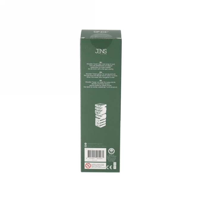 Jens Living Houten Toren Spel Groen 5.5x5.5x19cm 1stuks Jens Living Houten Toren Spel Groen 5.5x5.5x19cm 1stuks