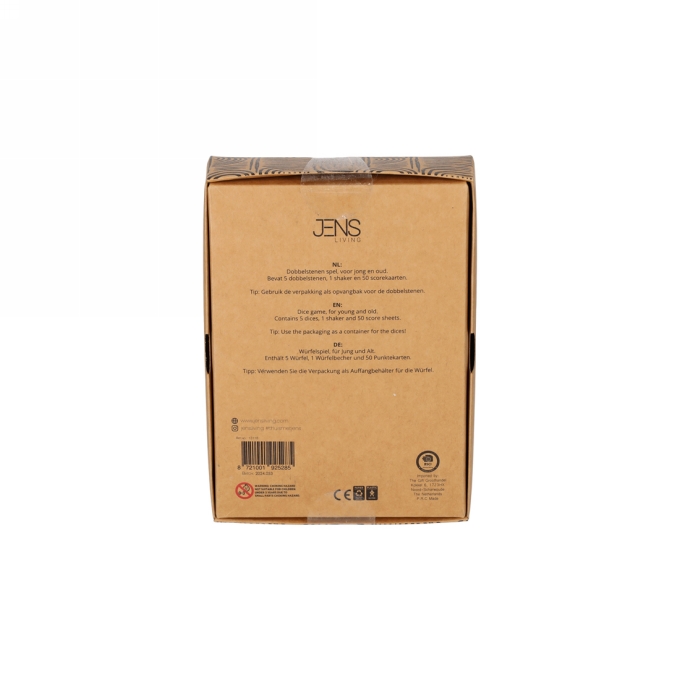 Jens Living Vijf Dobbelstenen Spel 2.0 15.5x11.5x4.5cm 1stuks Jens Living Vijf Dobbelstenen Spel 2.0 15.5x11.5x4.5cm 1stuks