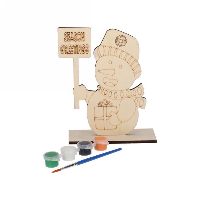 Jens Living Houten Schilderset Sneeuwpop 13x5x17cm 1stuks