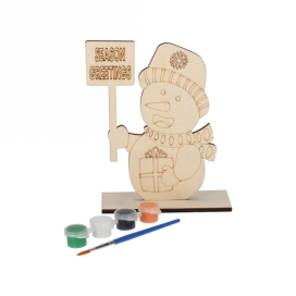 Jens Living Houten Schilderset Sneeuwpop 13x5x17cm 1stuks