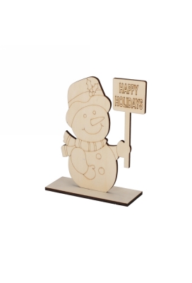 Jens Living Houten Schilderset Sneeuwpop 13x5x17cm 1stuks