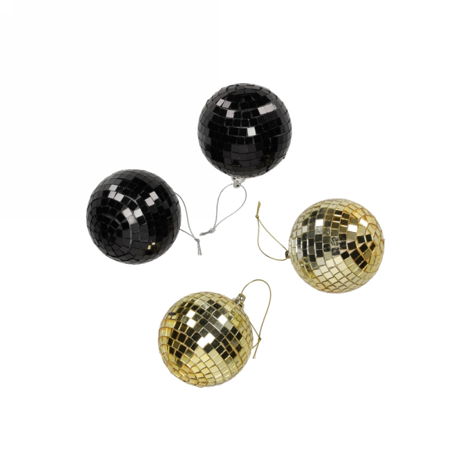 Jens Living Discoballen Zwart Goud set van 4stuks 8x8x8cm 1stuks
