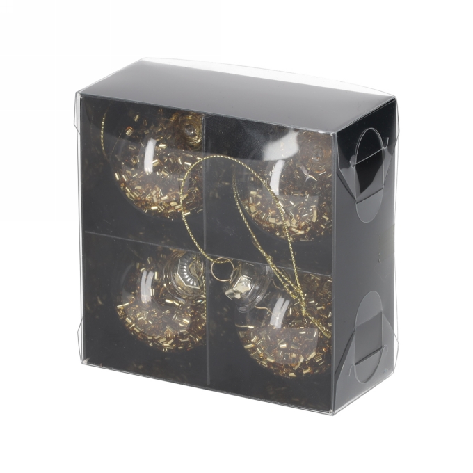 Jens Living Glitter Kerstballen Goud set van 4stuks 5x5x5cm 1stuks